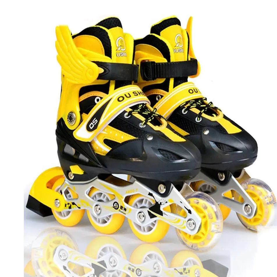 Patines ajustables de PU para niños y mujeres, zapatos de patinaje en seco de línea recta, novedad