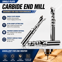 Fraise en spirale à une dent en carbure monobloc à coupe ascendante pour routeur CNC, pour le bois, l'acrylique, le PVC, le MDF, la découpe de plastique, OEM