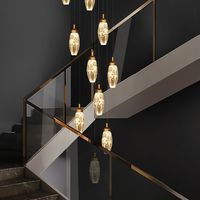 Lustre LED Minimaliste pour Escalier de Villa à Plafond Haut, Luminaire Suspendu de Luxe pour Escalier Duplex et Loft
