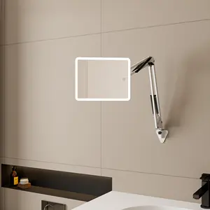 Tip C şarjlı ışık Up kare kozmetik taşınabilir ayna ile Led ışık akıllı masaüstü makyaj duvara monte ayna