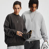 Sudaderas de Cuello Redondo de Algodón OEM, Lisas, Extra Grandes, con Logotipo Personalizado, Sudaderas Gruesas Bordadas, Sudadera con Cuello Redondo