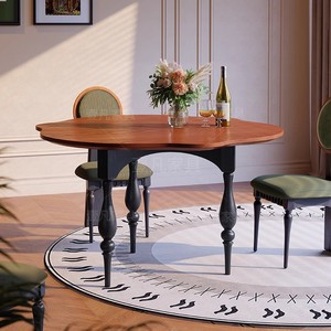 Solid <b>Wood</b> Dining <b>Table</b> Irregular Shape French Retro Style Stable Design For <b>Small</b> Apartments - Product Image 1