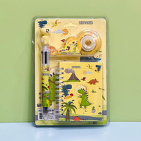 GF Fournitures scolaires Ensemble de papeterie de 3 pièces d'animaux mignons de dessins animés Filles Enfants Adolescents Stylos à bille Ensemble de cahiers avec ruban correcteur