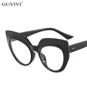 时尚多色透明镜片光学眼镜架超大猫眼女性光学眼镜