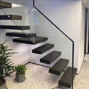 מדרגות צפות פנימיות עם מסגרת פלדה, פלטפורמת עלייה מעץ, מדרגות פנימיות, מדרגות צפות - Product Image 6