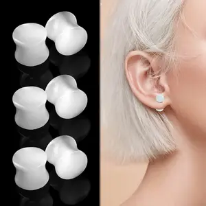 NUORO 1 Pc White Crystal Stone Ear Stretcher Anti-Allergy Ear Expander Tunnel Plugs Gauges Earrings Body Piercing Jewelry
