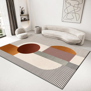 Tapis abstrait nordique rectangulaire en fibre de polyester pour salon, décoration intérieure, design géométrique minimaliste, grande taille, du mur au mur - Product Image 2