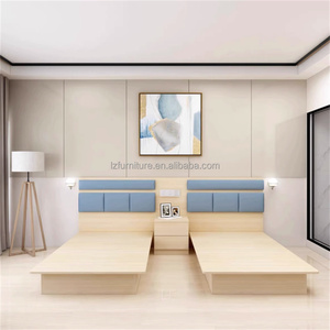 Hotel Bedroom Furniture Sets Customize King <b>Queen</b> <b>Size</b> Wood <b>Bed</b> <b>Frame</b> With Headboard Nightstand TV Cabinet Desk For 3 Star Hotel - Product Image 3