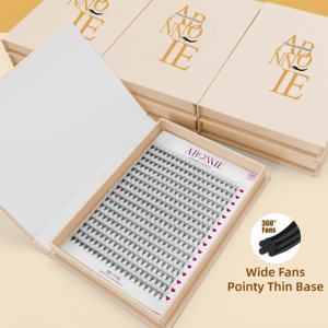 Набор готовых пучков ресниц Abonnie Heat Bonded, широкие, в большой коробке, с заостренным тонким основанием, длинные и короткие, для объемного наращивания - Product Image 2