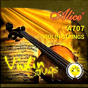 Set di Corde per <span class=keywords><strong>Violino</strong></span> Alice A707 1234, <span class=keywords><strong>Corda</strong></span> in Filo Intrecciato con Anima in Acciaio, Avvolgimento in Cupronichel e Cromo - Product Image 1