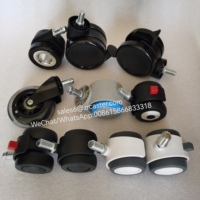 Roulette de meuble noire de 60mm avec 2.5 pouces de roue pivotante Hubless Grip Ring Stem Hollow Core Caster