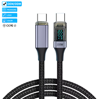 Câble USB C vers Type C PD 100W avec affichage numérique LED, contrôle intelligent de la température, cordon en alliage de zinc pour iPhone, Android, ordinateur portable, tablette