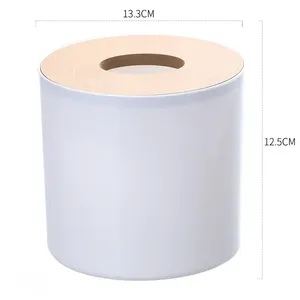 Boîte à mouchoirs circulaire en plastique, écologique, durable, moderne, pour salon, boîte de rangement pour serviettes en papier et télécommandes - Product Image 5