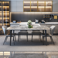 Vente directe d'usine, table à manger en pierre frittée de style moderne à prix avantageux avec pieds en métal, meubles pour la maison