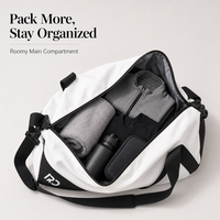Sac de sport avec compartiment à chaussures, poche avant zippée, sangle d'épaule réglable et passant pour bagage, idéal pour le yoga, les voyages, le sport et le fitness