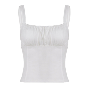 Camiseta con Sujetador Incorporado Estilo Coqueta para Mujer, Cuello Corazón con Detalle Fruncido, Tejido de Punto Transpirable y Dulce - Product Image 5