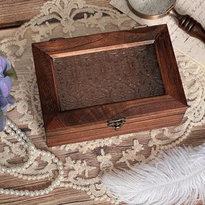 <b>Vintage</b> Paulownia Wood Jewelry <b>Box</b> Rectangle Flip Top Solid Wood Storage Organizer For Earrings Necklaces Desktop Display - Product Image 3