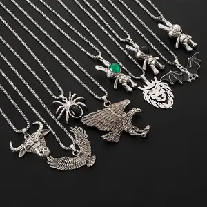 High Quality Titanium Steel Men's Pendant Hip Hop Style Chain Necklace with Animal Pattern Fashion Jewelry Packaged in Bag