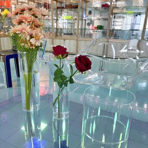 Vase à fleurs cylindrique en acrylique, style post-moderne, services de découpe et de moulage, couleur et taille personnalisées pour <span class=keywords><strong>la</strong></span> décoration de <span class=keywords><strong>la</strong></span> maison, du bureau ou de mariage - Product Image 4