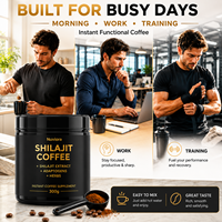 Café instantané au Shilajit en gros, marque privée OEM, 300g, extrait de Shilajit, adaptogènes, soutien énergétique, café au Shilajit