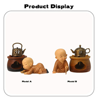 Porte-encens Bouddha miniature autour du poêle, figurine en résine de style oriental, brûleur d'encens à refoulement pour la décoration intérieure et les cadeaux de fêtes