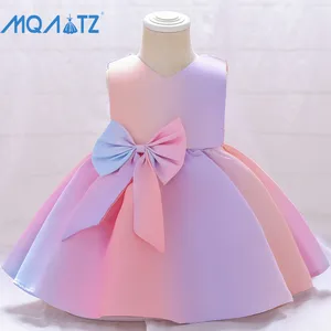 MQATZ儿童花式彩虹色连衣裙儿童夏季女孩公主派对连衣裙0-5岁