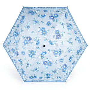 Paraguas <span class=keywords><strong>Plegable</strong></span> de Tres Pliegues con Recubrimiento Negro y Estampado Floral, con Protección UPF50, <span class=keywords><strong>para</strong></span> Mujer, Viajes, Venta al por Mayor, Regalo <span class=keywords><strong>para</strong></span> Boutique, con Logotipo Personalizado - Product Image 6