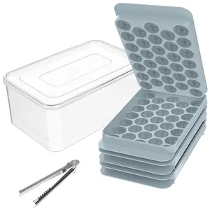 Round Ice Cube Trays for Freezer with Cover Bin 3 Packs 1In Small Circle Ice Ball Maker Mold BPA Free Ice Tray Cocktail Whiskey