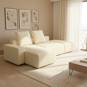 Fauteuil modulaire en forme de L en tissu éponge, style moderne, avec compression, pour salon - Product Image 4