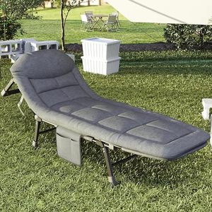 Cheap Foldable Metal Camping Adjustable Single Sleeping Reclining Soft Folding <b>Cot</b> Bed Adults Folding Bed Chair DF443 Outdoor Fo - Product Image 3