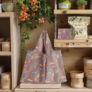 Sac à provisions portable écologique de grande capacité pliable à pois moyens Nouveau stock avec motif de lettres en polyester - Product Image 2