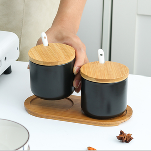 Set di Utensili in Ceramica Ecologica per Erbe e <span class=keywords><strong>Spezie</strong></span> <span class=keywords><strong>con</strong></span> Coperchio in Bambù per Organizzare le Tue <span class=keywords><strong>Spezie</strong></span> - Product Image 4