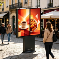Écran LCD numérique extérieur ultra-plat de 49 pouces IP66, kiosque totem sur pied, écran de jonction lisible au soleil pour usage commercial en rue