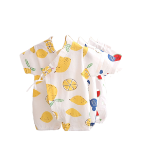 Pelele infantil de verano ligero Unisex transpirable tejido de algodón estampado estilo coreano bebé gateando Kimono con mangas cortas - Product Image 1
