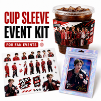 Kit événementiel personnalisé 2026 Kpop pour B T V, manchon de tasse à café en néoprène isolant avec autocollant photocard et logo personnalisé