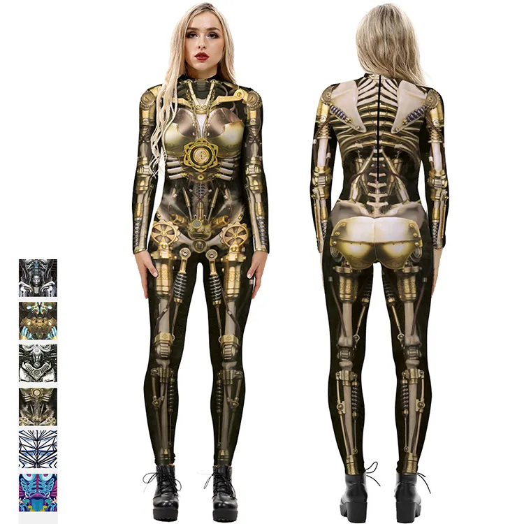 Nouvelle collection de vêtements de Cosplay pour femmes, imprimés en 3d, une pièce moulante, Costumes d'halloween, combinaison de défilé pour adultes