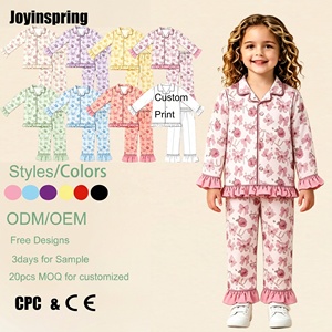 Conjunto de Dos Piezas de Ropa de Dormir para Niñas a la Moda, con Estampados Florales y Detalles de Volantes, Servicio Personalizado ODM - Product Image 1