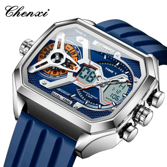 CHENXI Men's Wristwatch New Large Dial Digital Watch Dual Display Fashion Multifunctional Sports Watch Waterproof Male Watches
