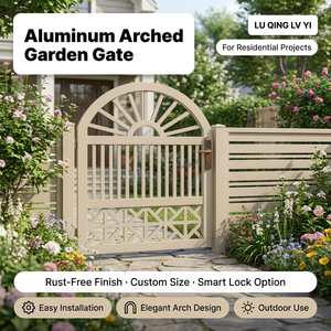 Portail de jardin arqué en aluminium thermolaqué avec panneau découpé au laser, serrure intelligente, sans rouille, taille personnalisée pour cour de villa - Product Image 2