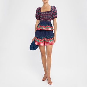 Shorts de plage décontractés d'été personnalisés pour femmes, respirants, à motif cerise tissé, avec fermeture éclair et boutons - Product Image 3