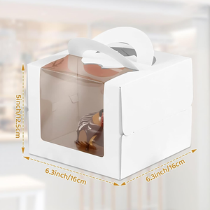 Grande boîte à gâteaux carrée portable avec fenêtre Fournitures de boulangerie Emballage Stratification brillante pour les aliments de qualité supérieure - Product Image 5