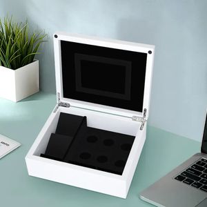 Caja de Regalo Rectangular de MDF con Grabado Láser, Personalizada y Hecha a Mano, con Acabado en Pintura Blanca, para Almacenamiento de Perfumes y Aceites Esenciales, Paquete de Cosméticos - Product Image 2