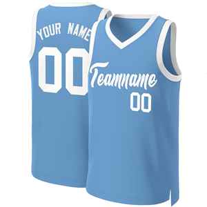 Maillot de basket-ball classique personnalisé bleu clair et blanc - Product Image 1