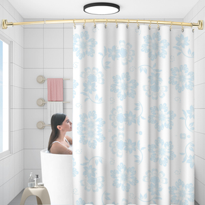 Tringle <span class=keywords><strong>de</strong></span> <span class=keywords><strong>douche</strong></span> OEM en acier inoxydable courbé, antirouille, réglable, installation facile, 50-72 pouces, doré - Product Image 2