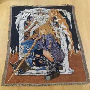 Tùy Chỉnh Anime Jacquard Chăn Raschel Dệt Vải Vải Ném Độc Đáo Tấm Thảm Thiết Kế Trải Giường - Product Image 2