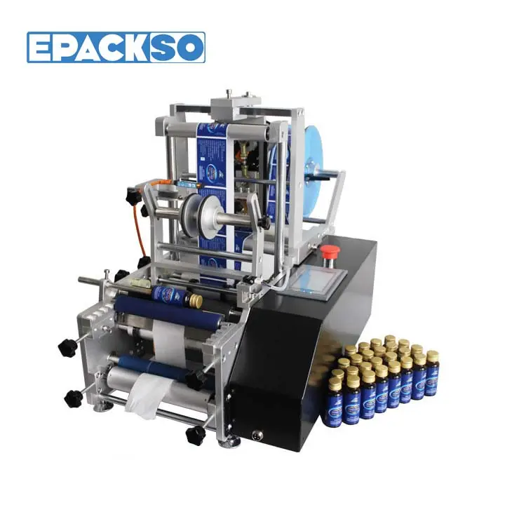 Factory Price Tabletop Semi Auto Label Applicator Round Bottle Labeling Machine For Manufacturing Adhesive Label