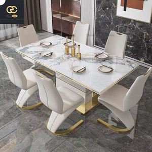 Mesa de luz de placa de roca de lujo moderna nueva moda muebles de comedor rectangulares de gama alta para el hogar y el Hotel - Product Image 4