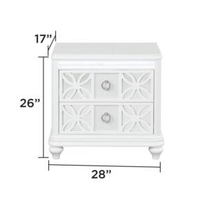 Comodino Moderno Abigale a 2 Cassetti in Legno Bianco con Illuminazione LED - Product Image 3