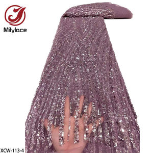 Nueva llegada de oro hecho a mano con cuentas bordado de lujo nupcial <span class=keywords><strong>tela</strong></span> de encaje de <span class=keywords><strong>tul</strong></span> - Product Image 4