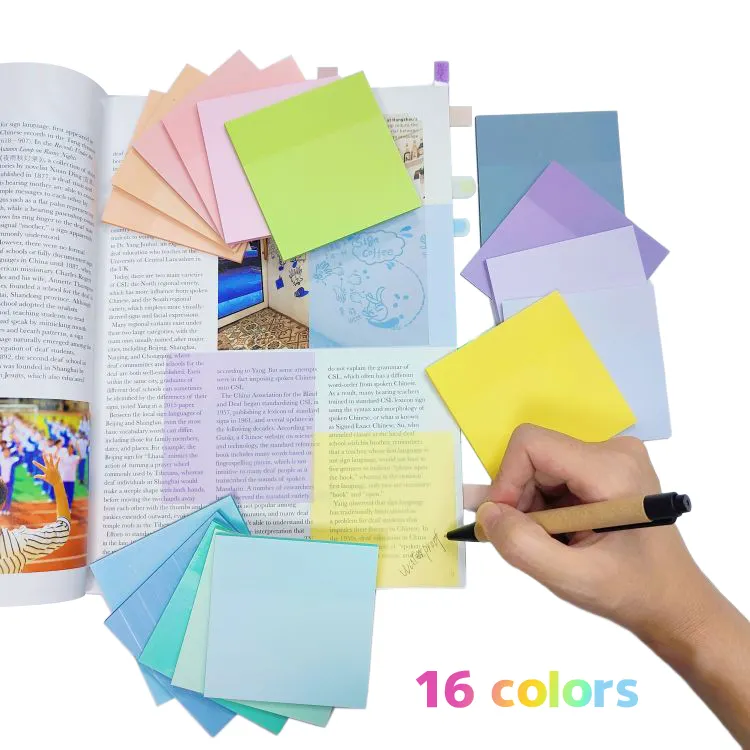 Пользовательские канцелярские принадлежности 3x3 ''пастельные липкие блокноты для заметок 16 видов цветов Моранди, стикеры, заметки, блокнот, прозрачные заметки